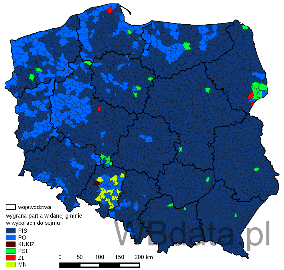 Mapa przedstawiająca frekwencję w wyborach do sejmu 2015 roku Mapa przedstawiająca frekwencję w wyborach do sejmu 2015 roku