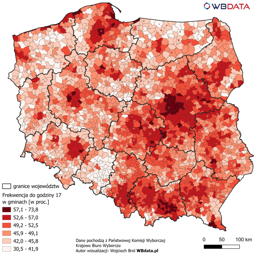 Frekwencja do godz. 17 w wyborach Prezydenta Rzeczypospolitej Polskiej