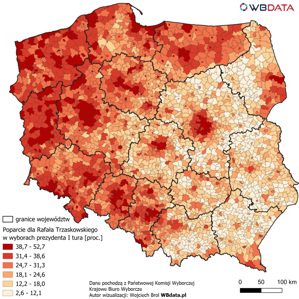 Poparcie dla Rafała Trzaskowskiego