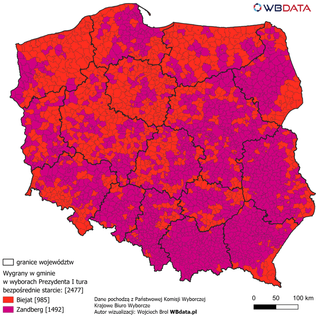 Wygrany w gminie w bezpośrednim starciu Magdalena Biejat vs. Adrian Zandberg